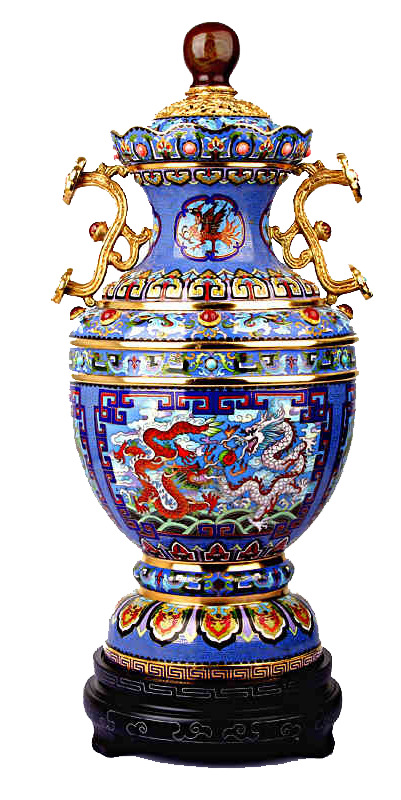 景泰蓝国宝龙腾盛世如意尊PNG透明图，节日元素设计素材免费下载