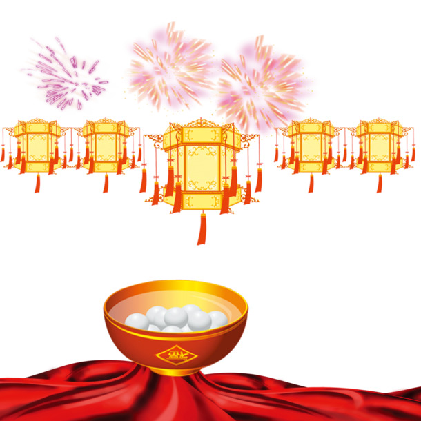 元宵节花灯PNG透明图，高清节日元素，春节元旦元宵PSD设计素材下载