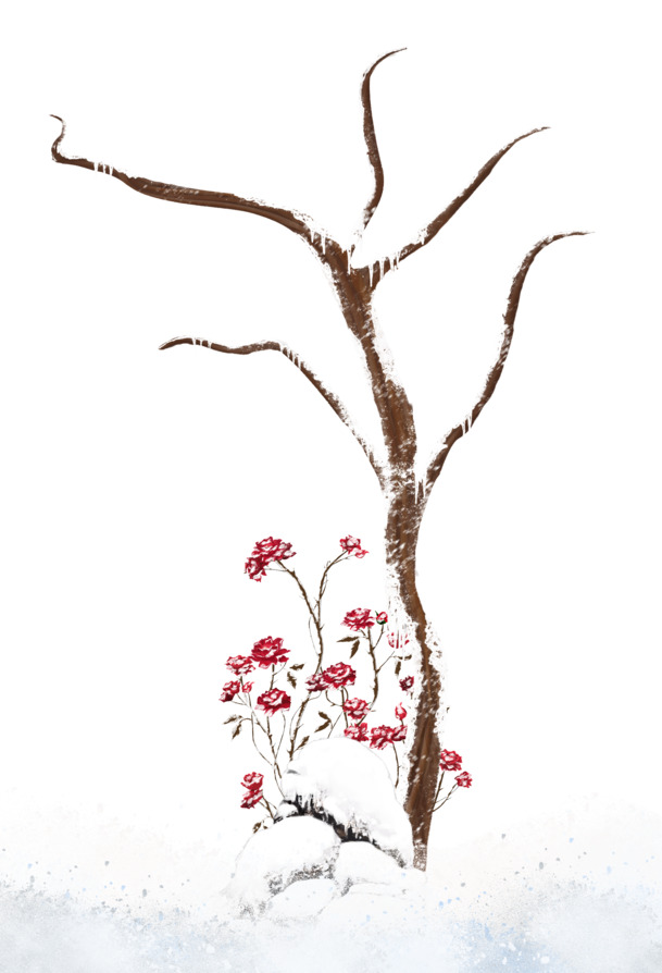 冰雪树枝高清PNG透明图，圣诞节日元素，设计素材下载