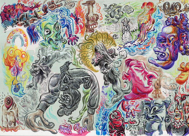 彩色水墨画背景素材，高清PNG透明图，卡通手绘元素，免费下载