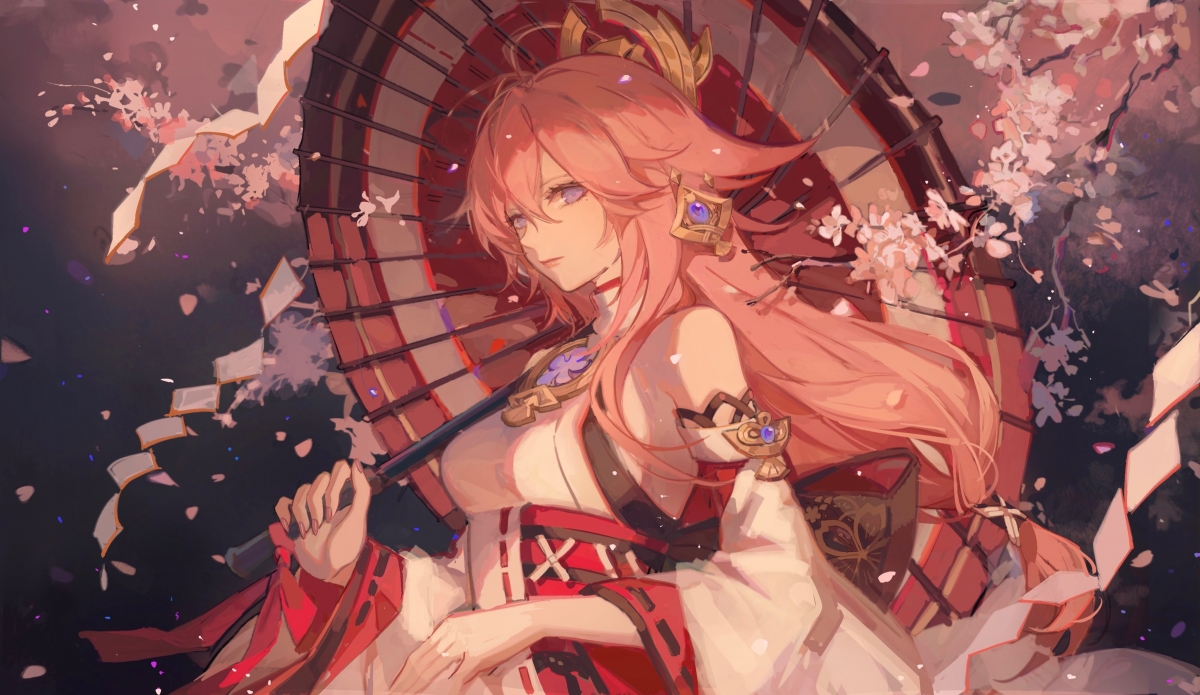 原神八重神子绝美4K电脑壁纸，高清动漫图片，4096x2371分辨率，一键下载！