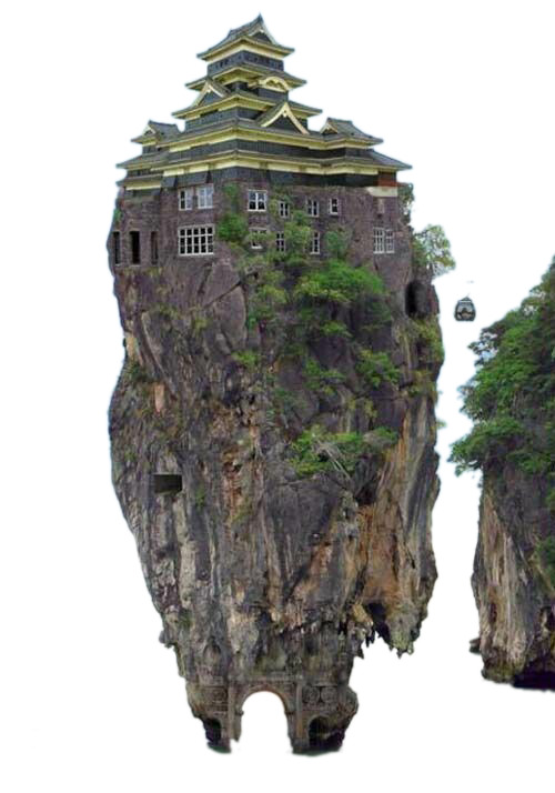 浮岛宫宇PNG透明背景图片，高清摄影风景素材，免费下载