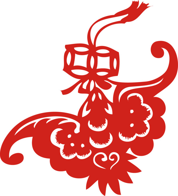 蝙蝠剪纸PNG透明图，新年春节高清贴纸，节日元素设计素材下载