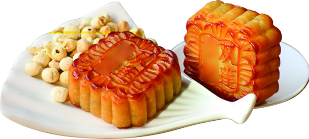 中秋佳节必备，双莲月饼高清PNG透明图片，白底素材，设计元素丰富，一键下载！