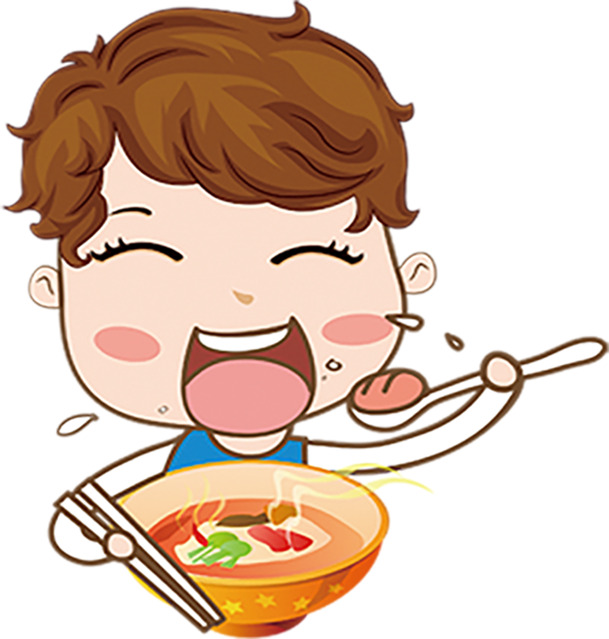 卡通男孩吃面PNG透明图，手绘风格，高清素材，创意卡通元素下载