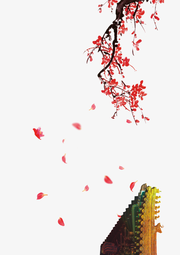 梅花落花高清PNG透明素材，装饰花瓣漂浮元素，设计下载必备