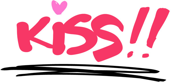 卡通Kiss字体PNG透明图片，高清漂浮花瓣设计素材下载
