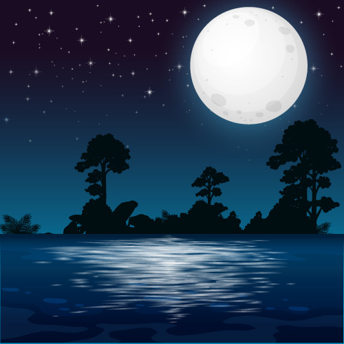 中秋满月夜PNG透明图，高清AI格式设计素材，节日元素随心下载