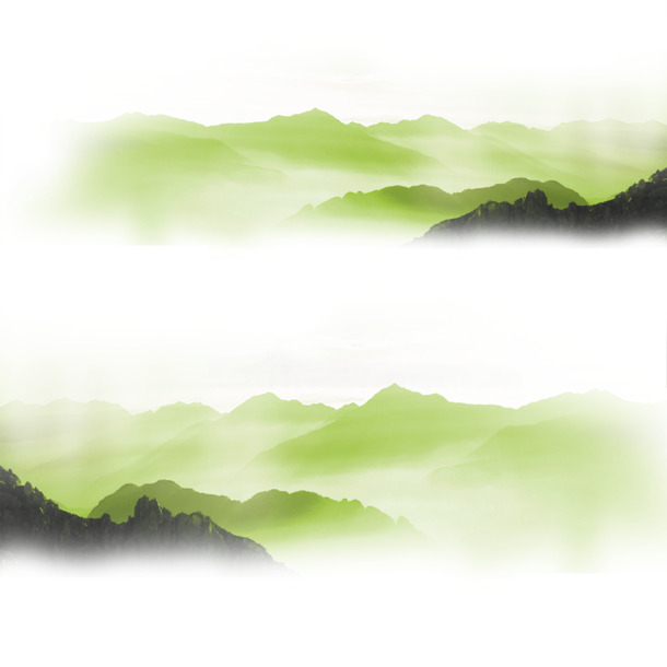 水墨山脉PNG透明图，中国风装饰元素，高清素材免费下载