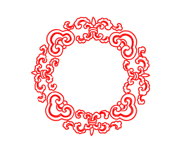 中式圆形矢量花纹边框PNG，高清透明装饰元素，设计素材免费下载