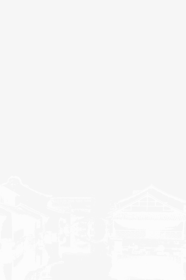 南方古建筑白线稿PNG透明底纹，高清素材下载