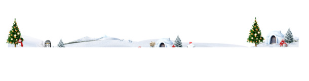 圣诞节日氛围素材，高清PNG透明图片，含积雪圣诞树与房子背景