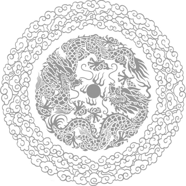 复古圆形龙纹祥云PNG透明图片，高清装饰元素与花纹设计素材下载