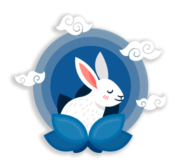 中秋节玉兔祥云PNG/PSD素材，高清透明图片，节日设计必备下载