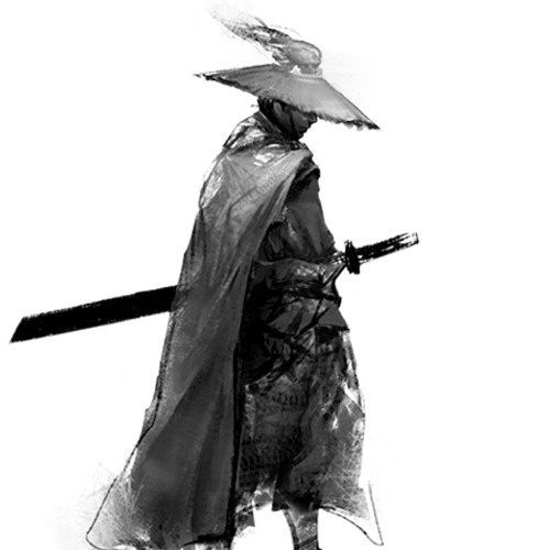 古代武士水墨画，高清PNG透明图片，笔触细腻，设计素材免费下载