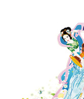 中秋节美女高清PNG透明图，蓝色服饰节日元素，设计素材免费下载