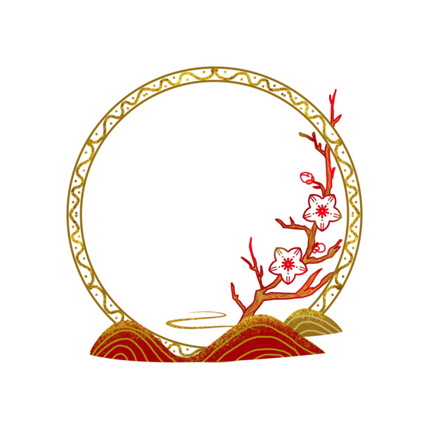 国潮圆环边框素材，高清PNG透明图片，中国风装饰元素，PSD格式设计素材免费下载
