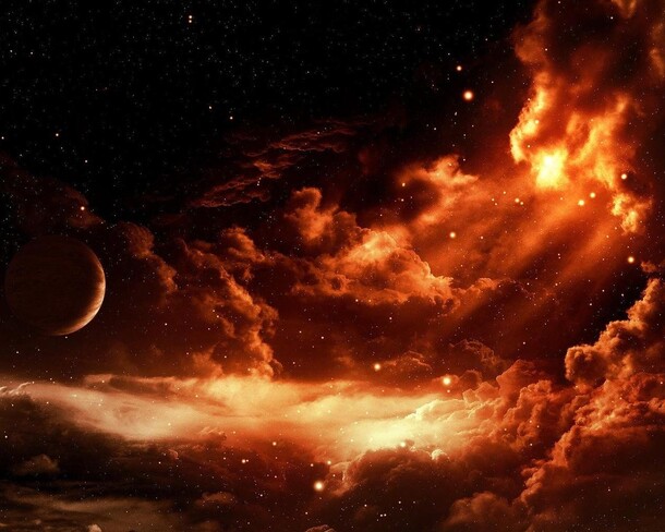 高清神秘黄色星空PNG背景，透明宇宙元素，摄影风景素材下载
