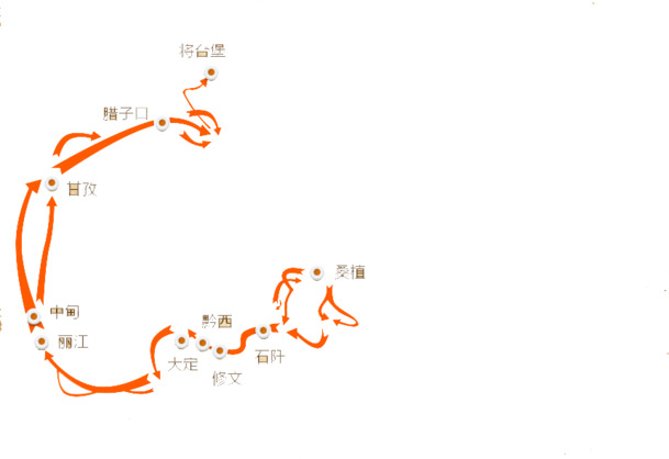 红二方面军线路图PNG高清透明版，国庆节日元素PSD设计素材免费下载