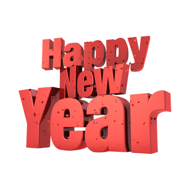 新年快乐卡通立体英文字PNG透明图片，高清免扣设计素材下载