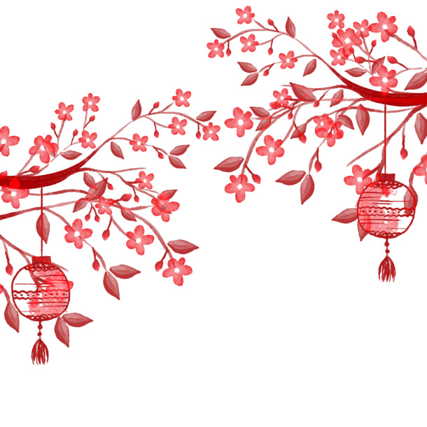 手绘中国风灯笼PNG素材，高清透明图片，卡通元素设计下载