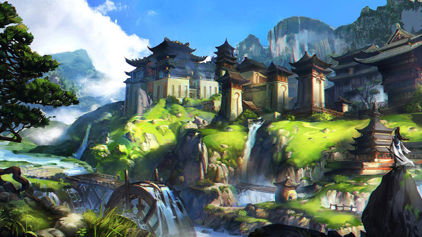 仙境网游宣传海报，古典中国风PNG透明背景素材，高清下载