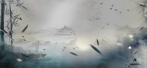 水墨竹韵背景，高清PNG透明图片，创意Banner海报设计素材下载