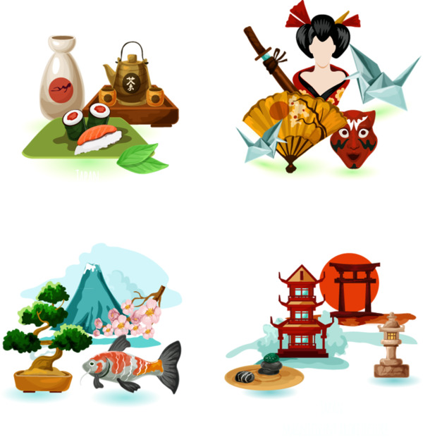 手绘和风PNG透明素材，高清花瓣漂浮元素，设计下载必备
