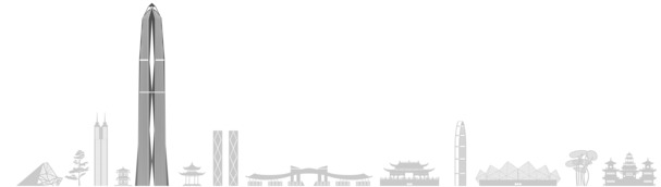灰色调深圳城市剪影PNG透明免扣素材，高清下载，设计元素丰富