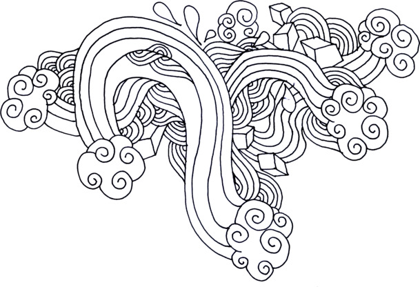线稿抽象云纹PNG，高清透明装饰花纹，设计素材免费下载
