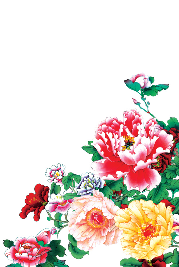 牡丹花PNG透明图，高清植物装饰元素，设计素材免费下载