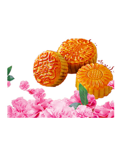中秋节牡丹月饼PNG透明图，高清节日元素设计素材免费下载