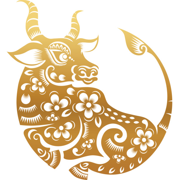 牛年庆节素材下载，精美牛头剪纸PNG透明图，元旦春节元宵PSD设计元素