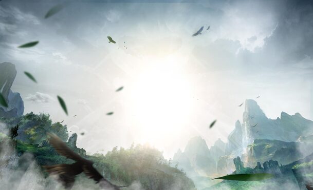 竹叶高斯模糊梦幻矢量图片，高清PNG透明背景，抽象设计素材下载