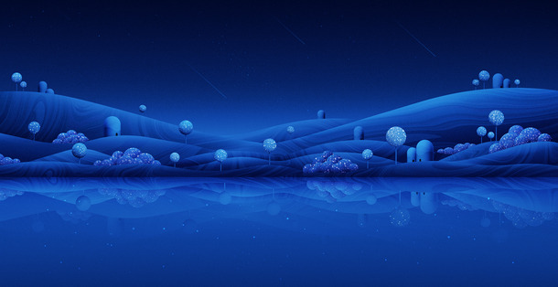 手绘蓝色夜空高清PNG透明背景，创意图片素材免费下载