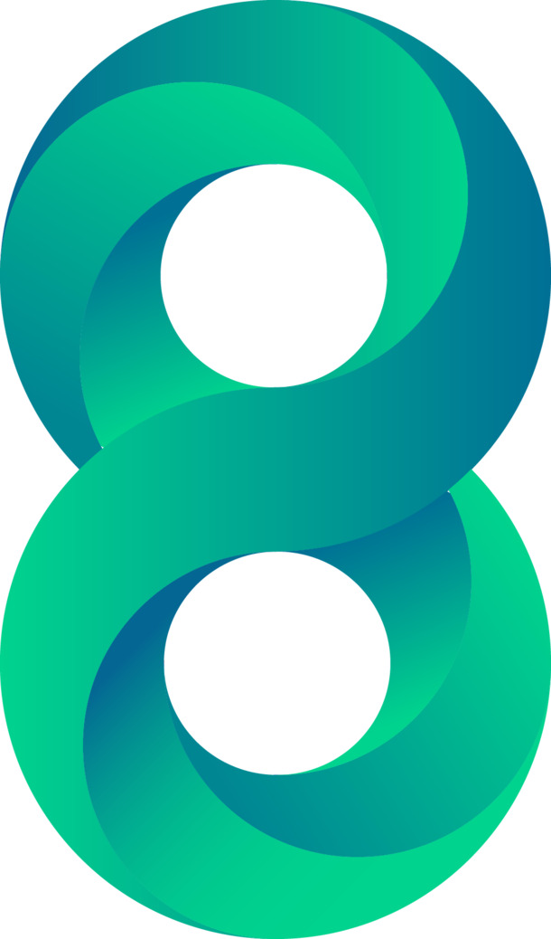 数字8立体渐变PNG素材，高清透明免扣元素下载