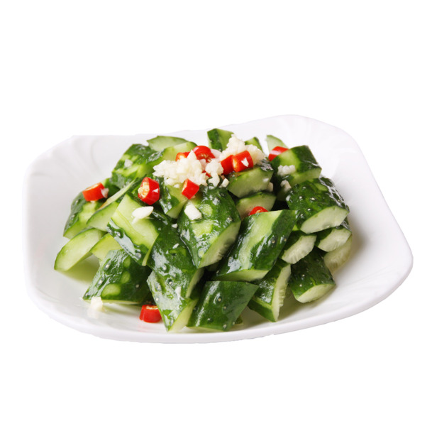 产品实物蒜泥黄瓜PNG透明图，家常菜品设计素材，高清下载