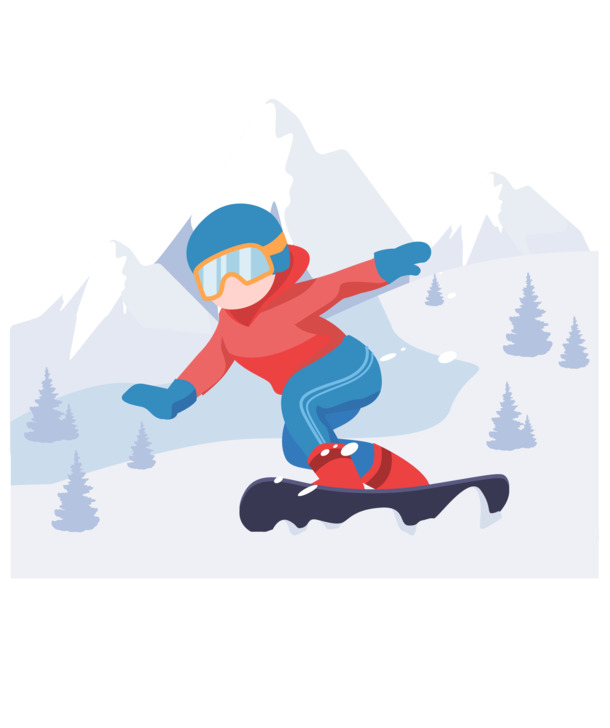 卡通人物滑雪小场景PNG透明图片素材，高清免扣元素下载