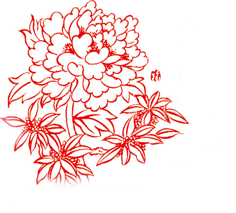 牡丹元素PNG透明图，精美花纹装饰，高清设计素材下载