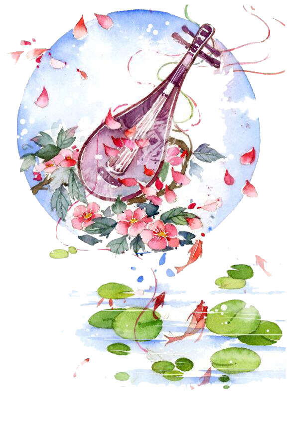 古风插画PNG透明素材，高清中国风装饰元素下载