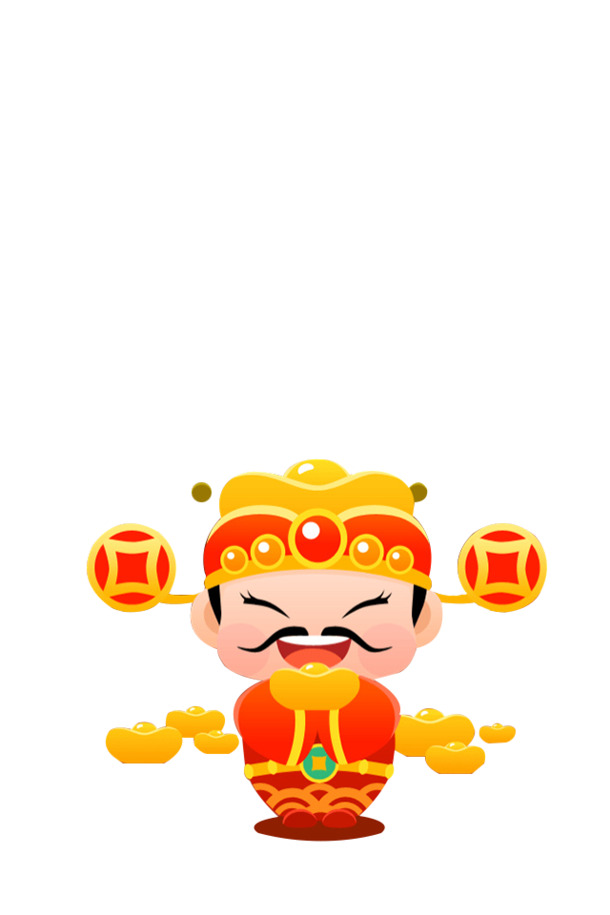 财神爷PNG透明图，元旦春节元宵节日素材，高清下载