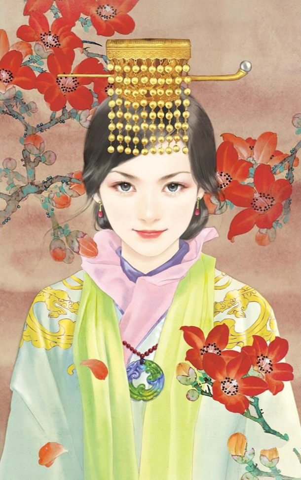 武媚娘手绘插画，高清PNG透明背景素材，卡通手绘风格下载