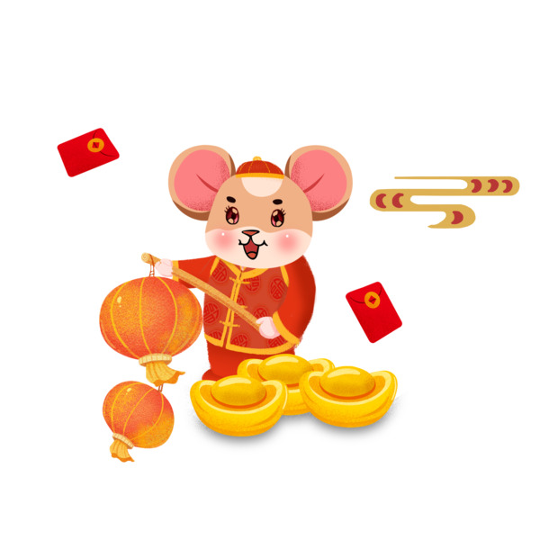 2020鼠年新春节日元素，高清PNG透明图片，元旦春节元宵素材下载
