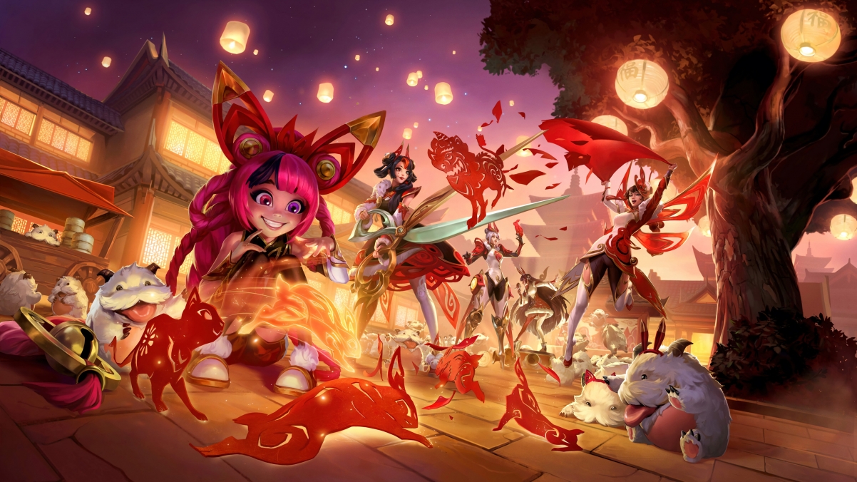 LOL英雄联盟，剪纸仙灵系列4K新年壁纸，凯特琳、卡蜜尔等英雄高清美图下载