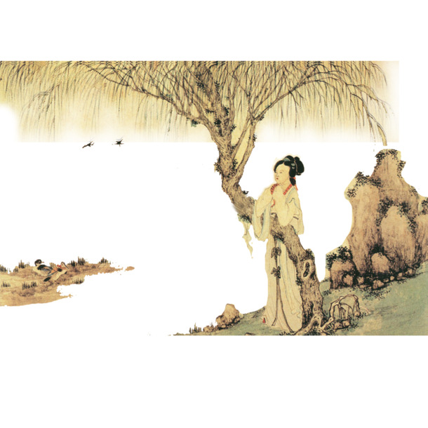 古代美女PNG透明图，节日元素设计素材，高清下载