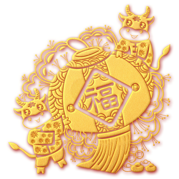 福气盈门，中国风高清PNG透明装饰元素，精美图片素材下载