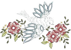 刺绣古风小鸟花朵PNG透明图片，中国风装饰元素，高清设计素材下载