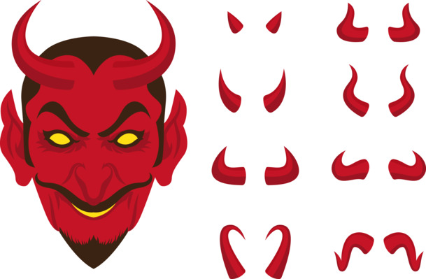 恐怖恶魔PNG透明图，手绘卡通元素，AI高清素材免费下载