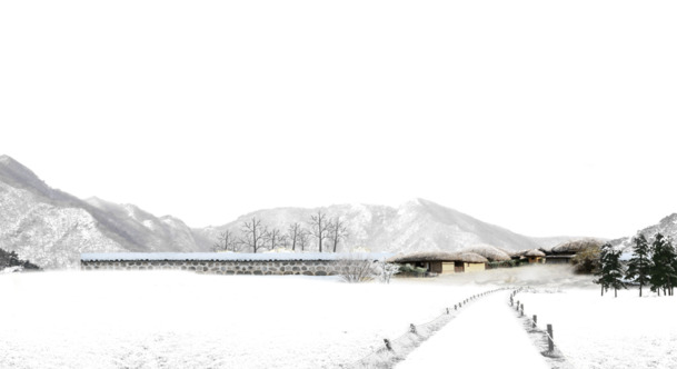 高山雪景PNG透明素材，圣诞节节日元素，高清PSD格式免费下载