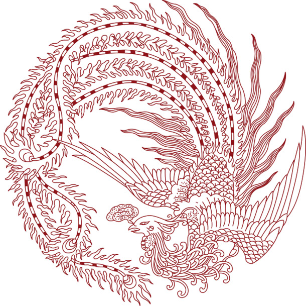 红色凤凰PNG透明图片，高清动物装饰元素，设计素材免费下载